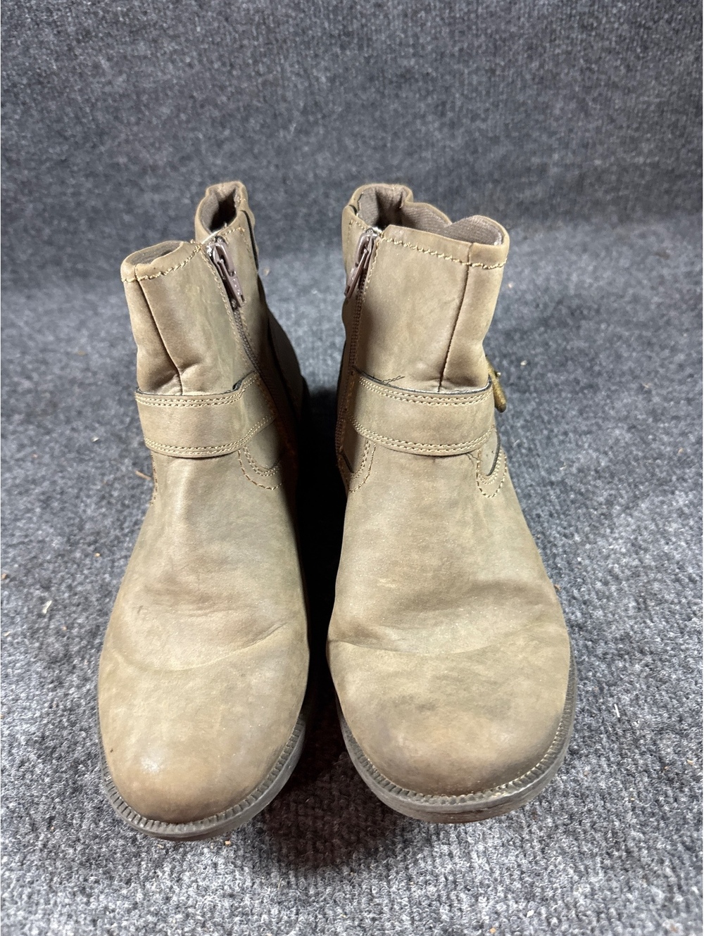 Earth Origins Womens Ankle Boots Size 9.5 Taupe Gray Side Zip Comfort Booties